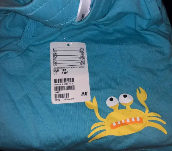 TYRKYS modré kraťasy, žlutý krab, vel. 7-8 let 3