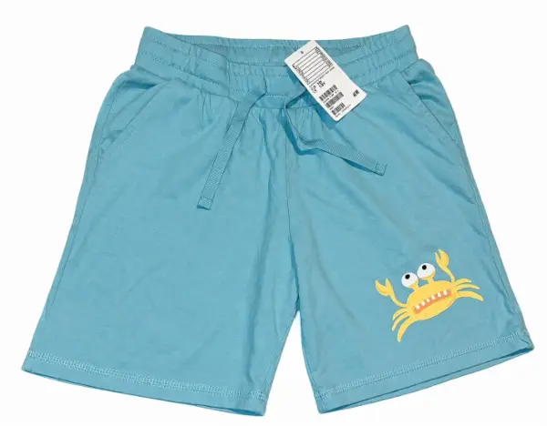 TYRKYS modré kraťasy, žlutý krab, vel. 7-8 let