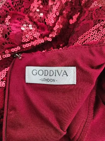 Vínově červené dlouhé společenské šaty Goddiva s flitry 4