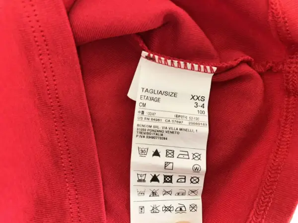 ČERVENÉ dívčí triko, medvídek, Benetton, vel. 3-4y 3