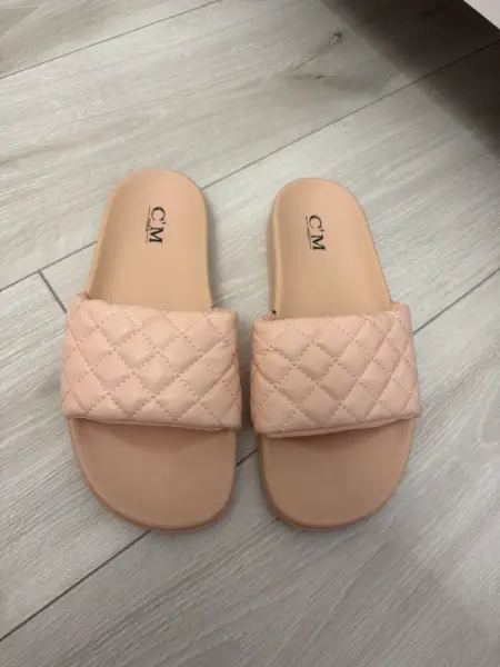 Dámské prošívané pantofle růžové  3