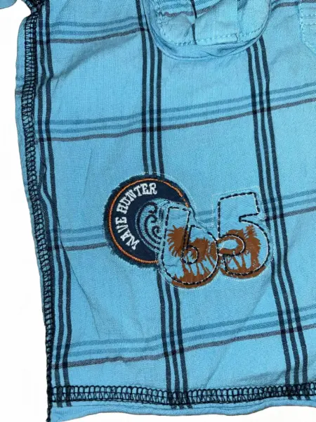 Tyrkys káro košile (polo triko), kapuca vel.1½-2 y 6