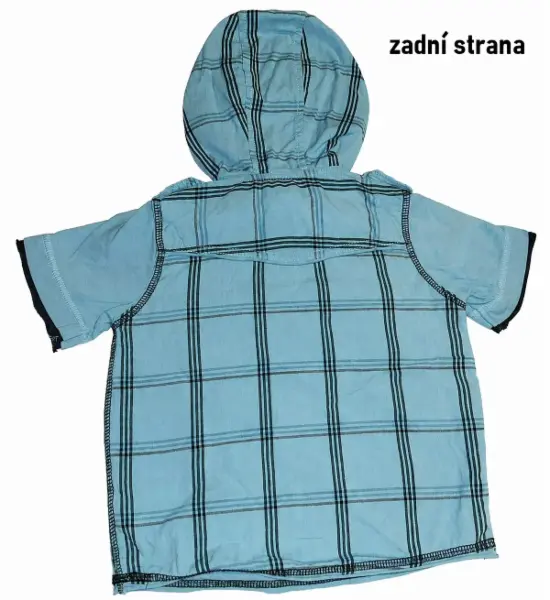 Tyrkys káro košile (polo triko), kapuca vel.1½-2 y 7