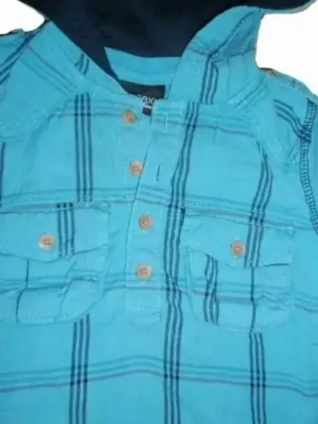 Tyrkys káro košile (polo triko), kapuca vel.1½-2 y 2