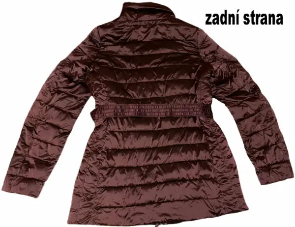 Fialová dívčí / dámská zimní bunda, pásek, bez kapuce, vel.M 3