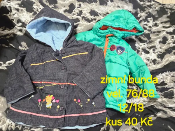 Dětské zimní bundy, vel. 76/88 (12-18 měsíců)