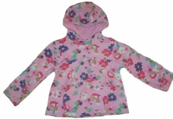 Růžová hřejivá fleece next mikina, květy, vel. 3-6 měs.