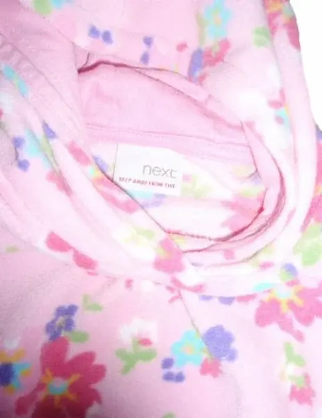 Růžová hřejivá fleece next mikina, květy, vel. 3-6 měs. 2