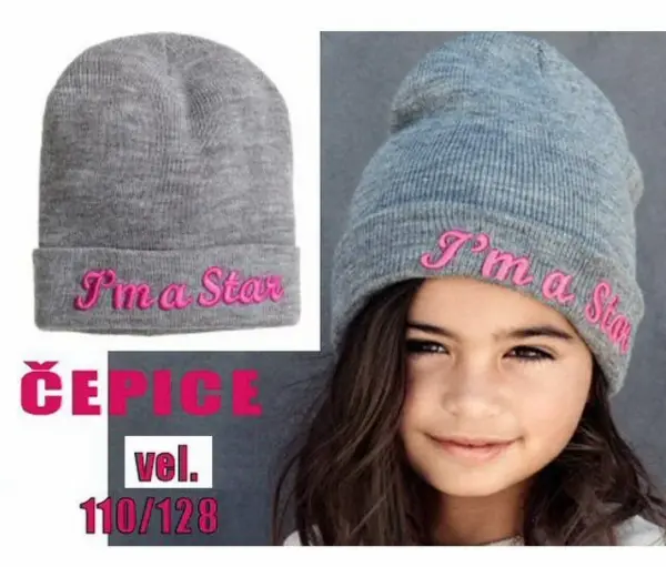 Šedá čepice: Jsem hvězda ! vel. 4-8 let
