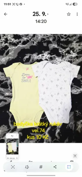 Dětská body s krátkým rukávem, vel. 74