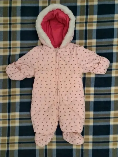 Dětská zimní kombinéza s kapucí, růžová