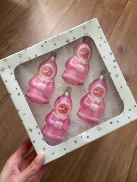 Vánoční růžové ozdoby na stromek na pověšení pro holčičky 3