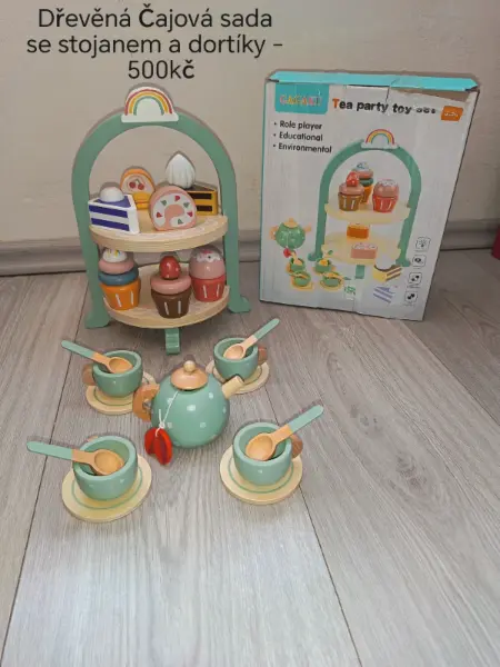 Dřevěné hračky pro děti - čajové sady, jídlo, mixér 9
