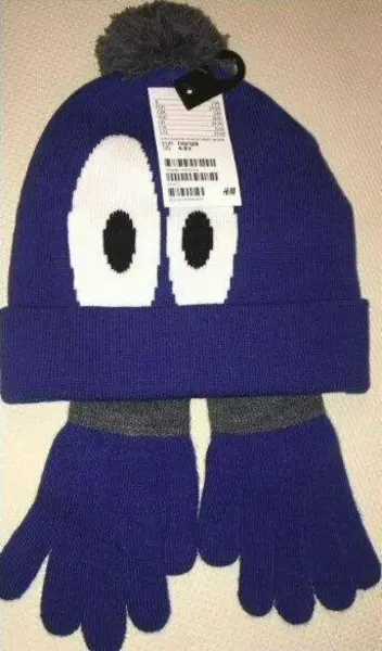 MODRÝ ZIMNÍ SET: čepice kulich a rukavice, 4-8 y