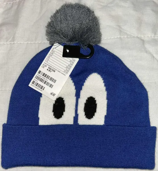 MODRÝ ZIMNÍ SET: čepice kulich a rukavice, 4-8 y 3