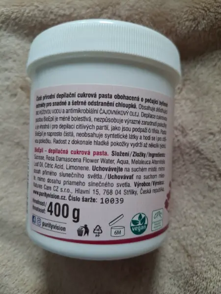 Purity Vision BioEpil cukrová depilační pasta 400g 3