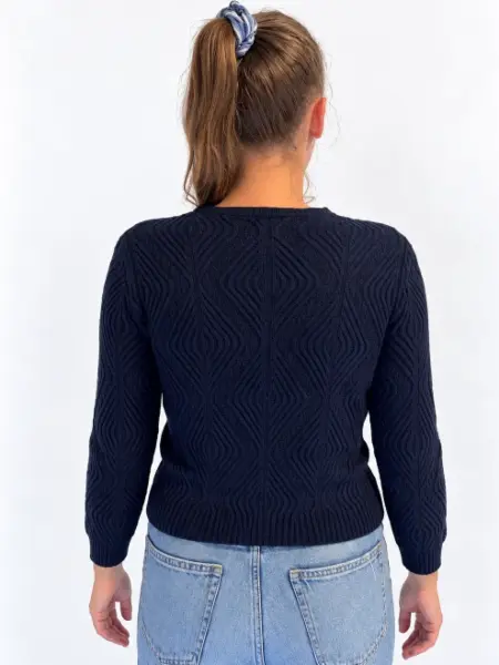 Tmavě modrý vlněný kardigan Monoprix Femme 2