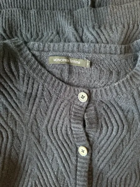 Tmavě modrý vlněný kardigan Monoprix Femme 11