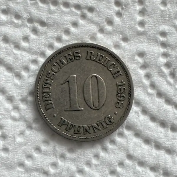 Německá mince 10 feniků 1898