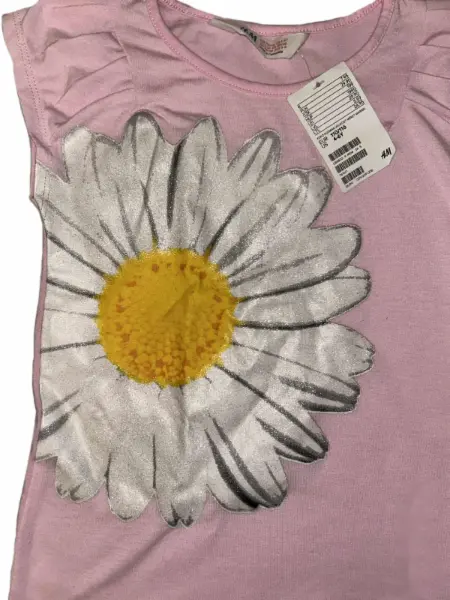 Růžové tričko, motiv květina, vel. 4-6y 3
