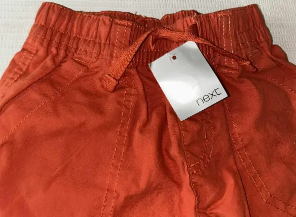 Oranžové plátěné kraťasy pro chlapečka, vel.12-18m 2