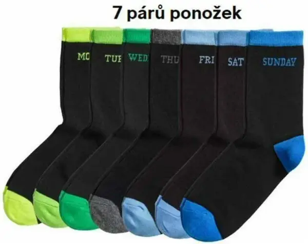7x chlapecké ponožky: dny v týdnu, vel. 22/24