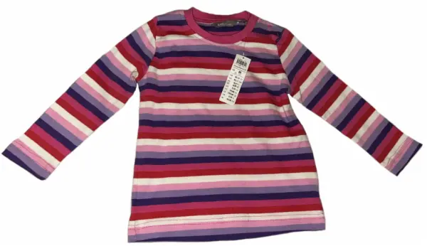 Růžové - fialové pruhované tričko Lindex, 12-18 m 2
