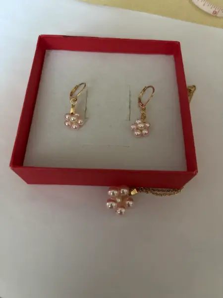 Perličková souprava Swarovski kytičky zlacená 3