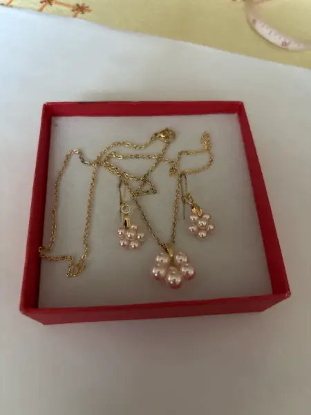 Perličková souprava Swarovski kytičky zlacená