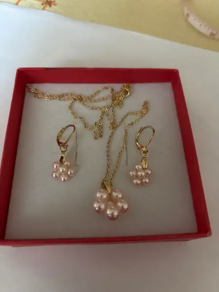 Perličková souprava Swarovski kytičky zlacená 2