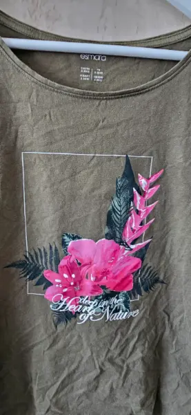 Dámské tričko Esmara khaki s květinovým motivem S 36/38 2