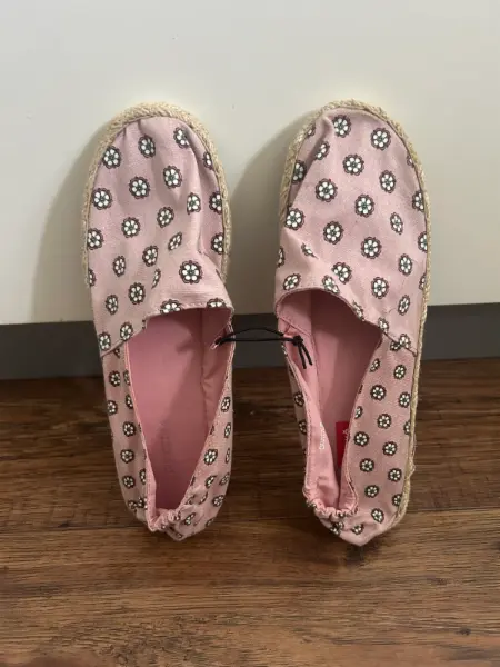 Dámské espadrilky H&M Divided, růžové s kytičkami, vel. 39