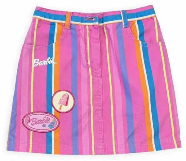 Růžová Barbie sukně, veselé proužky, vel. 5y 9