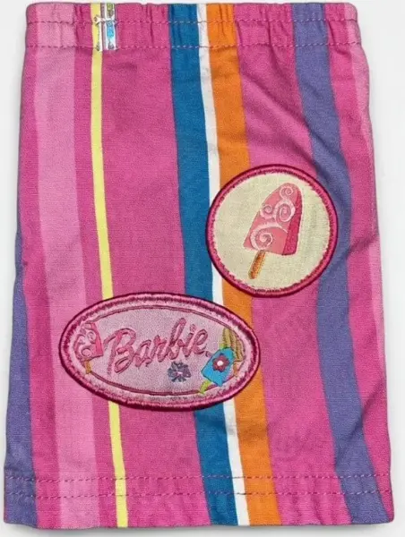 Růžová Barbie sukně, veselé proužky, vel. 5y 7