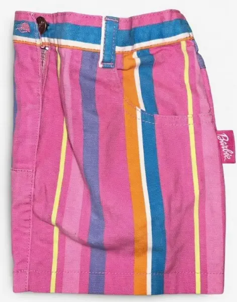 Růžová Barbie sukně, veselé proužky, vel. 5y 6