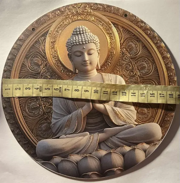 Dřevěná kruhová dekorace Buddha: Vneste do domova harmonii 2