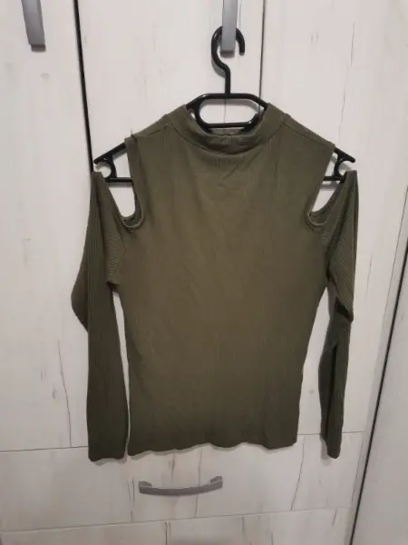 Dámské triko Amisu s průstřihy na ramenou, khaki, vel. M 2