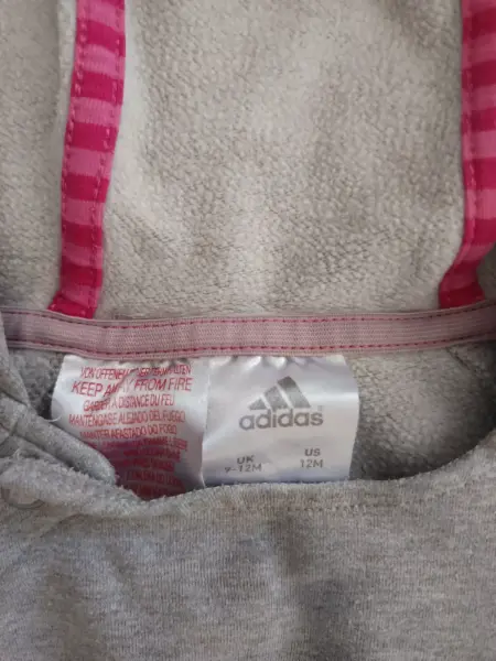 Dětská mikina Adidas, šedo-růžová, vel. 9-12 měsíců 2