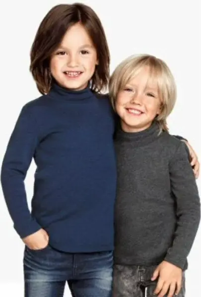 2 x unisex triko / rolák: modrý & šedý, vel. 4-6y