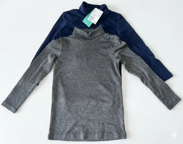 2 x unisex triko / rolák: modrý & šedý, vel. 4-6y 3