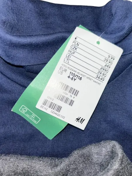 2 x unisex triko / rolák: modrý & šedý, vel. 4-6y 4