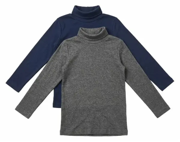 2 x unisex triko / rolák: modrý & šedý, vel. 4-6y 5