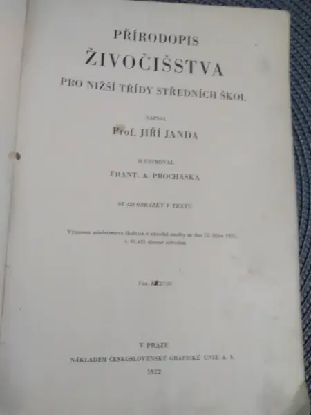 Přírodopis živočišstva, Prof. Jiří Janda, 1922 4