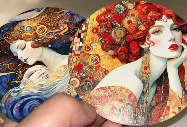 6x podtácky: motiv krásná dáma v Art Nouveau stylu, Ø 8 cm 5