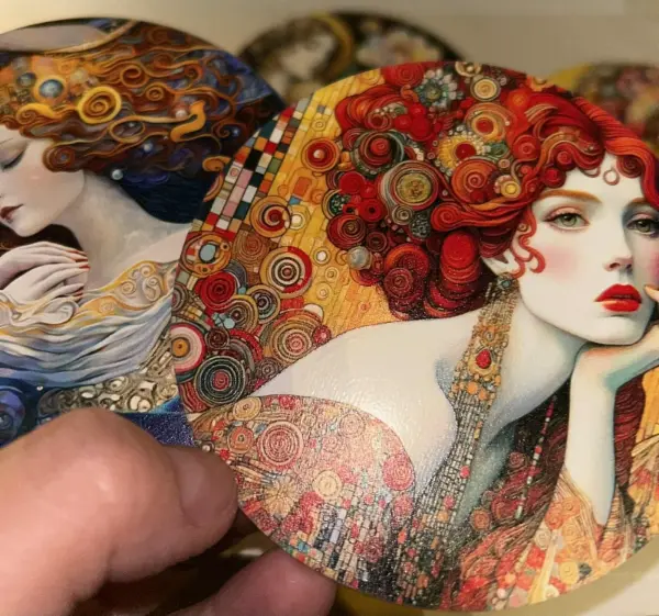 6x podtácky: motiv krásná dáma v Art Nouveau stylu, Ø 8 cm 3