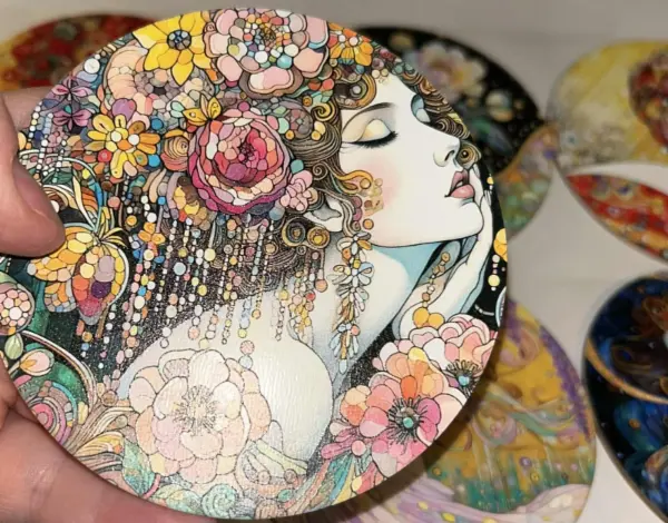 6x podtácky: motiv krásná dáma v Art Nouveau stylu, Ø 8 cm 4
