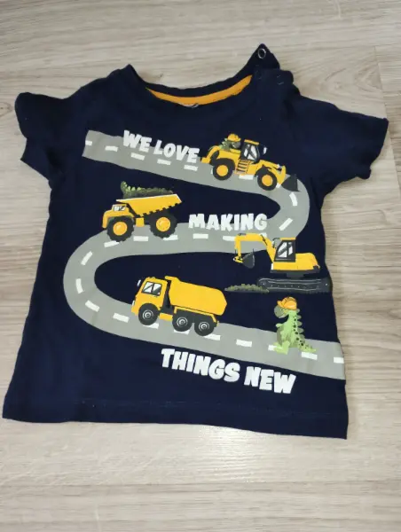 Dětské tričko s bagry, tmavě modré