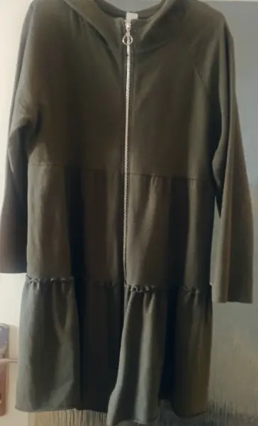 Dámskě  šaty na zip s kapucí, khaki vel.L