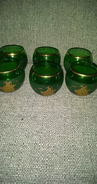 Sada 6 sklenic Bohemig Glass se zlatým motivem lodí