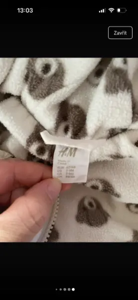 Bílý zimní fusak H&M s kapucí, vel. 62/68 2